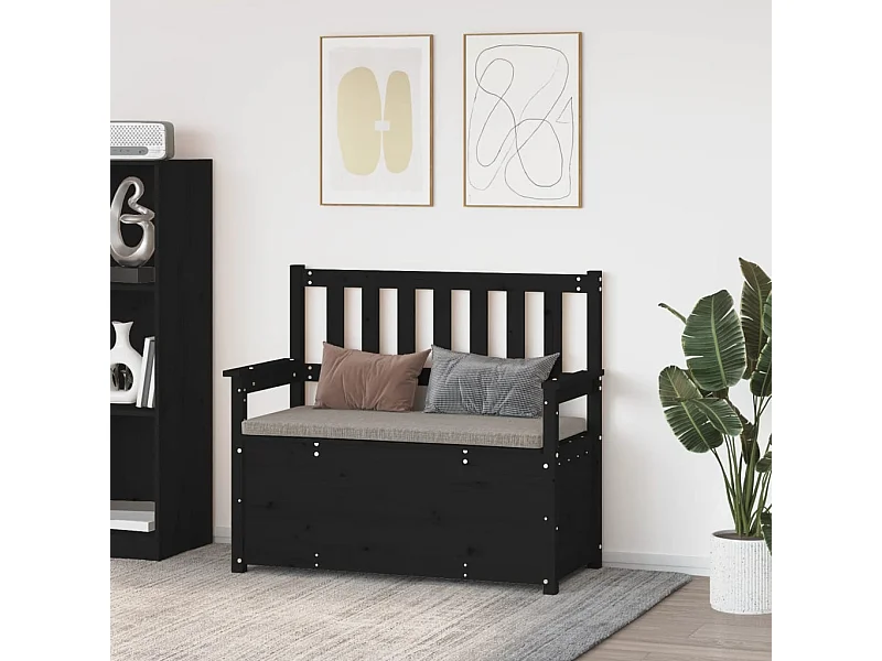 Banco Negro 112,5x51,5x96,5 cm Madera Maciza de Pino