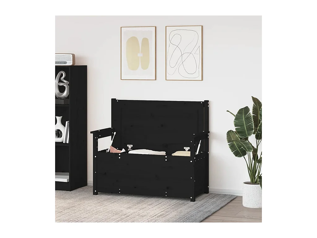 Zwarte bank 112,5x51,5x96,5 cm massief grenenhout