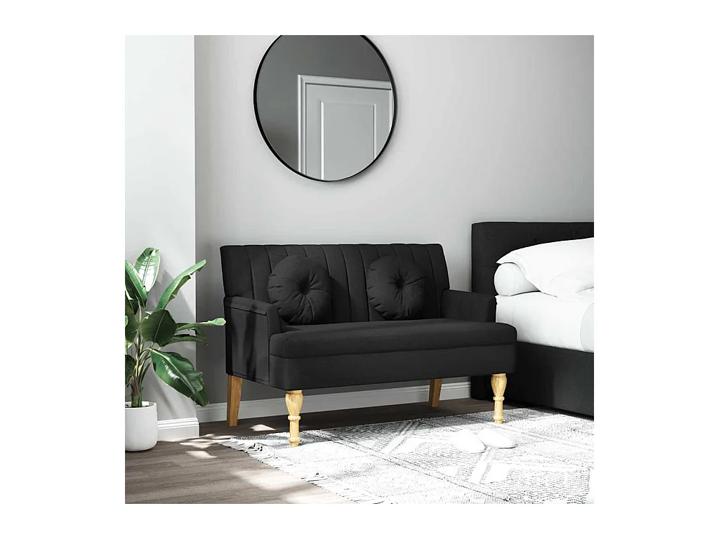 Bank met zwarte kussens 113x64,5x75,5 cm stof