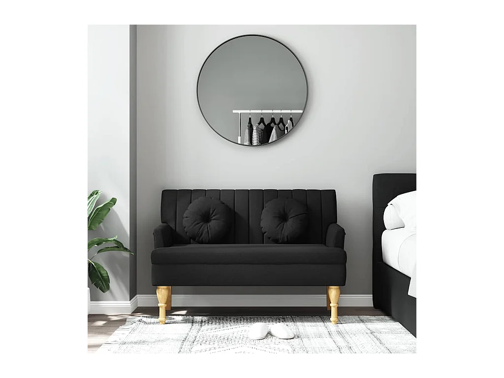 Bank met zwarte kussens 113x64,5x75,5 cm stof