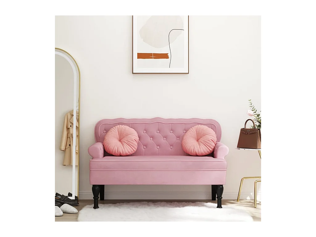 Banc avec dossier rose 119,5x64,5x75 cm velours