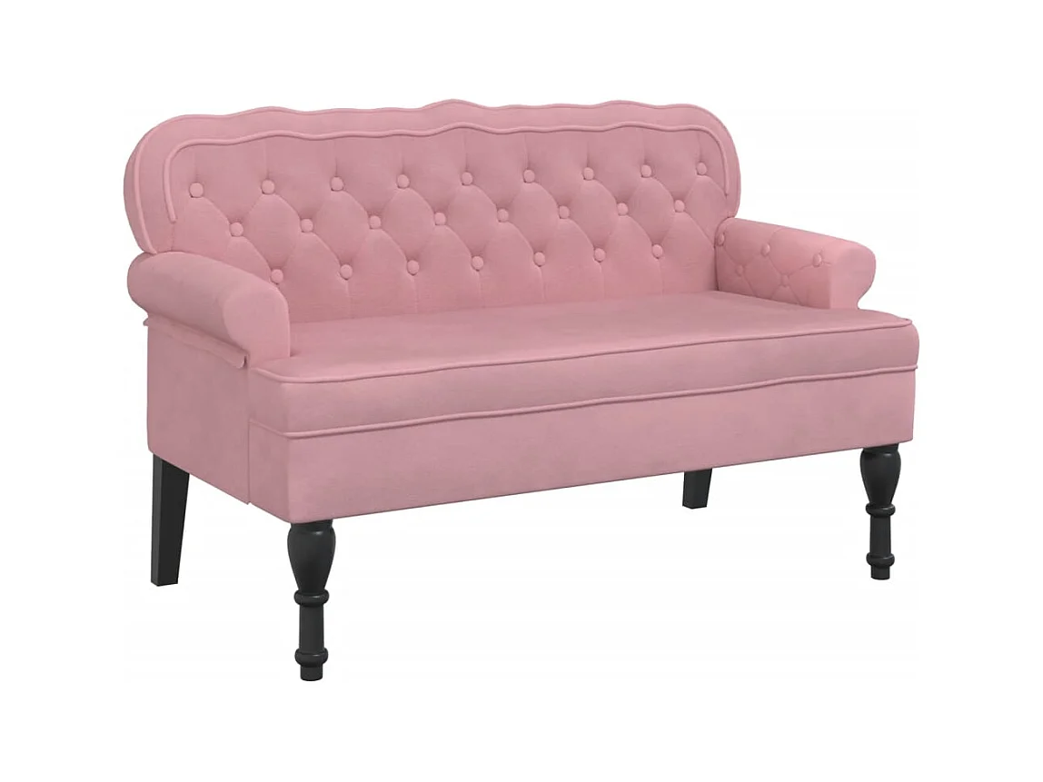 Banc avec dossier rose 119,5x64,5x75 cm velours