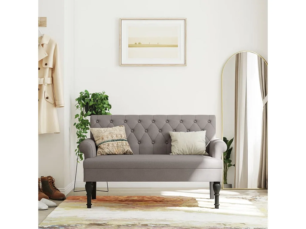 Banc avec dossier taupe 120x62x75,5 cm tissu