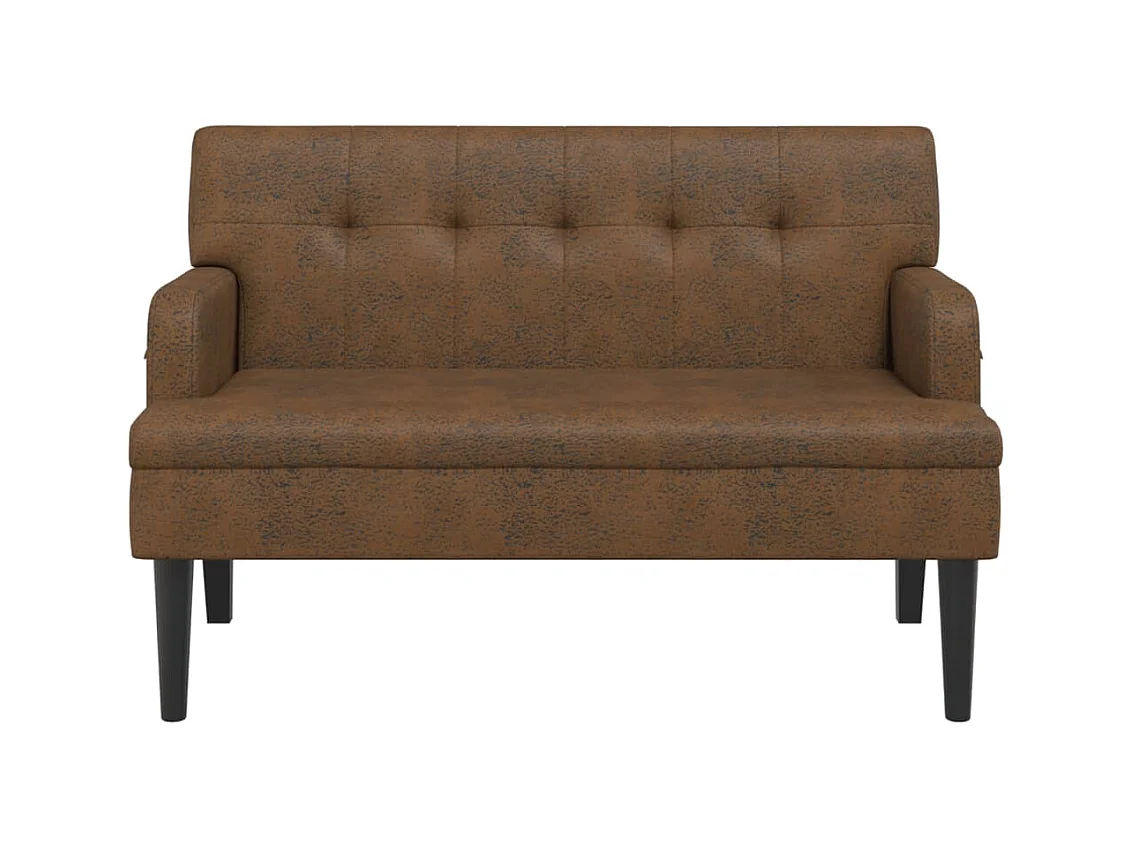 Banco con respaldo marrón 112x65,5x75 cm piel antelina