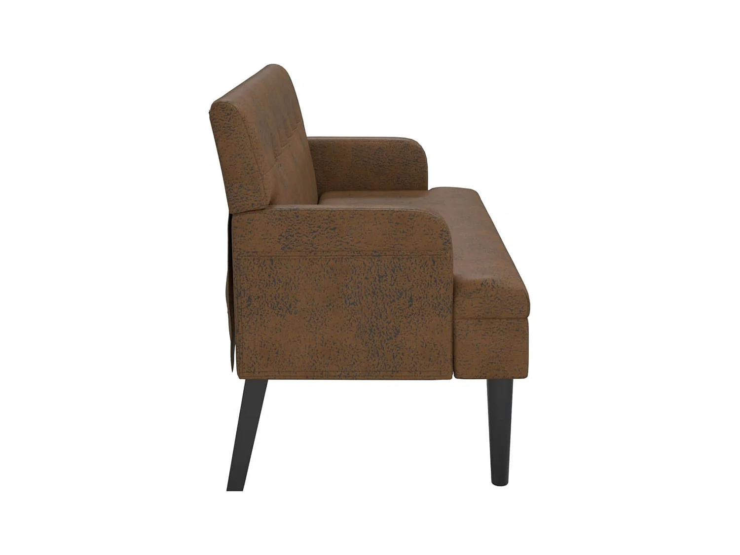 Banco con respaldo marrón 112x65,5x75 cm piel antelina