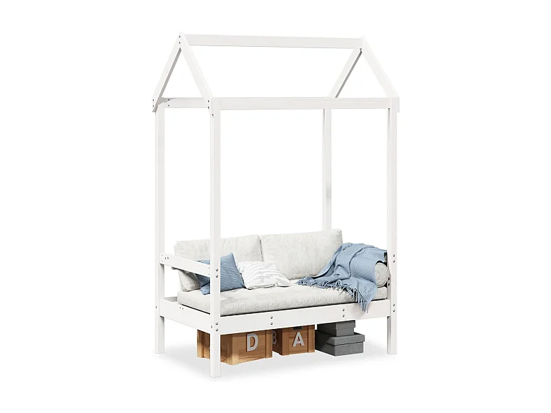 Banco con techo blanco 117,5x70x176,5 cm madera maciza de pino