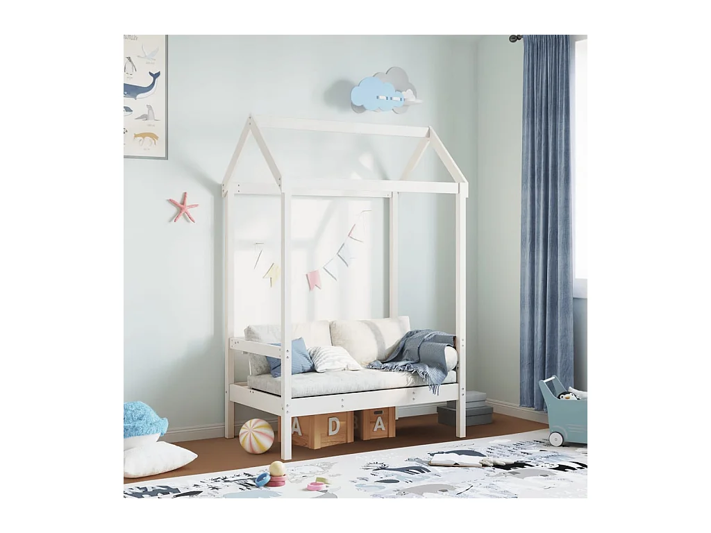 Bank met wit dak 117,5x70x176,5 cm massief grenenhout