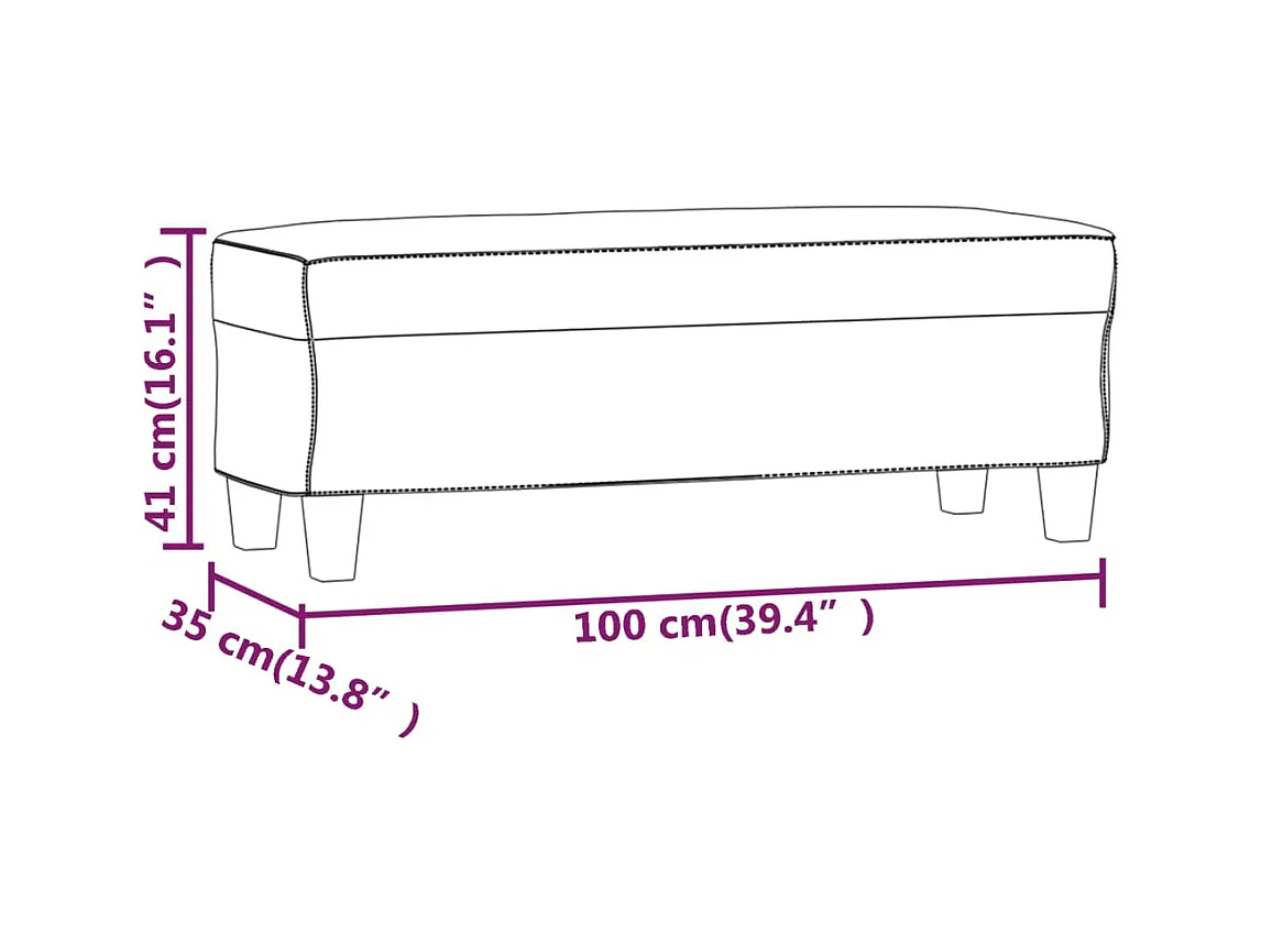 Zwarte bank 100x35x41 cm kunstleer