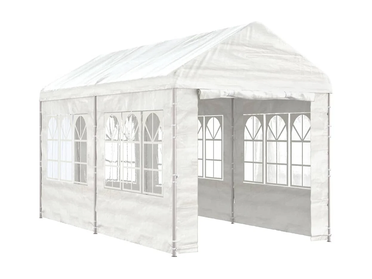 Gazebo con techo blanco 4,46x2,28x2,69 m polietileno