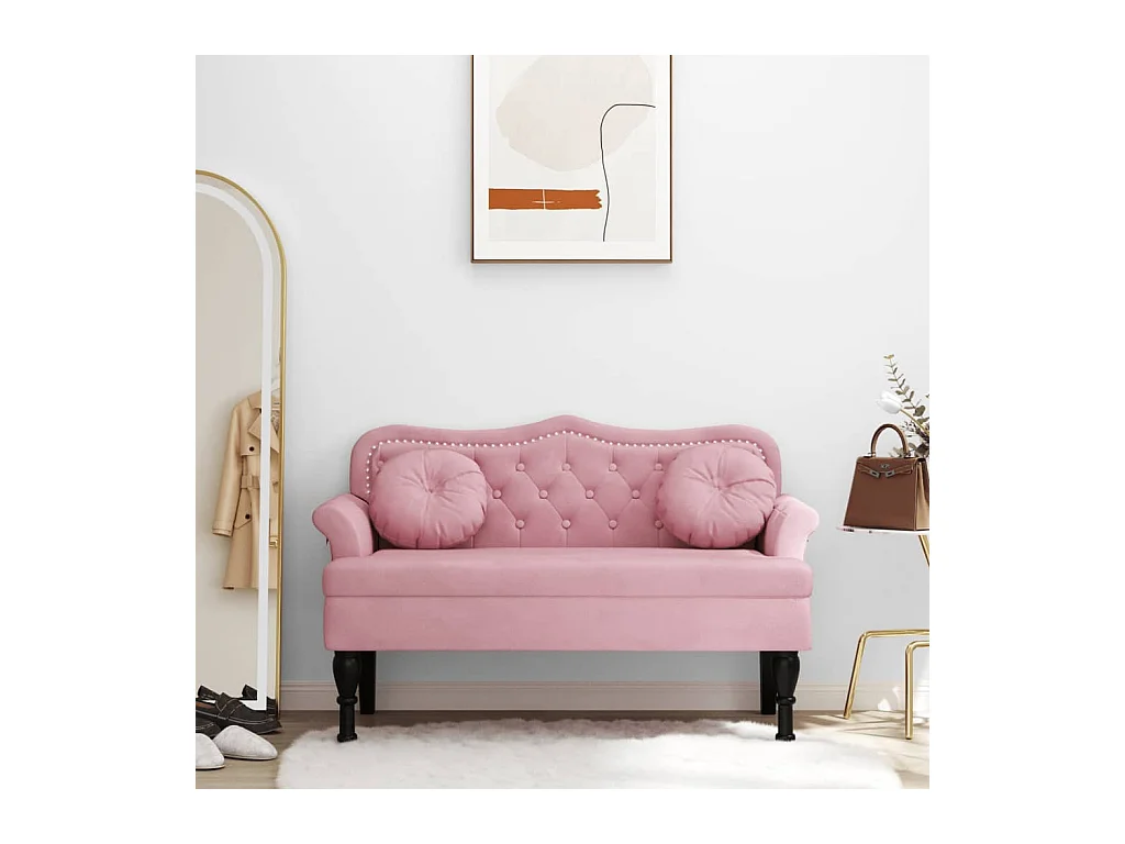 Banc avec coussins rose 120,5x65x75 cm velours