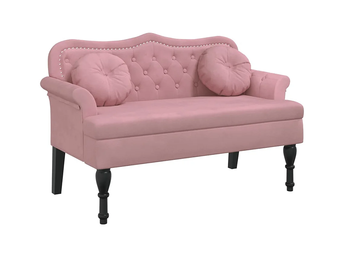 Banc avec coussins rose 120,5x65x75 cm velours