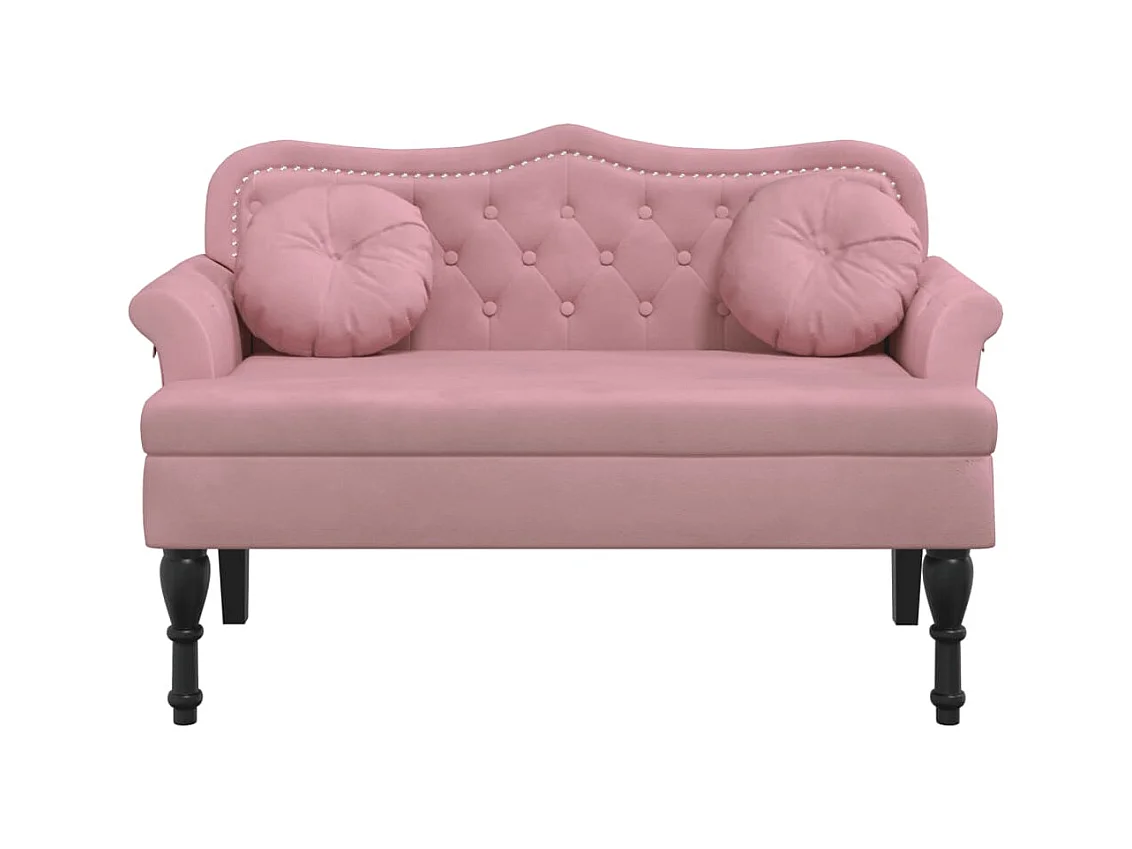 Banc avec coussins rose 120,5x65x75 cm velours