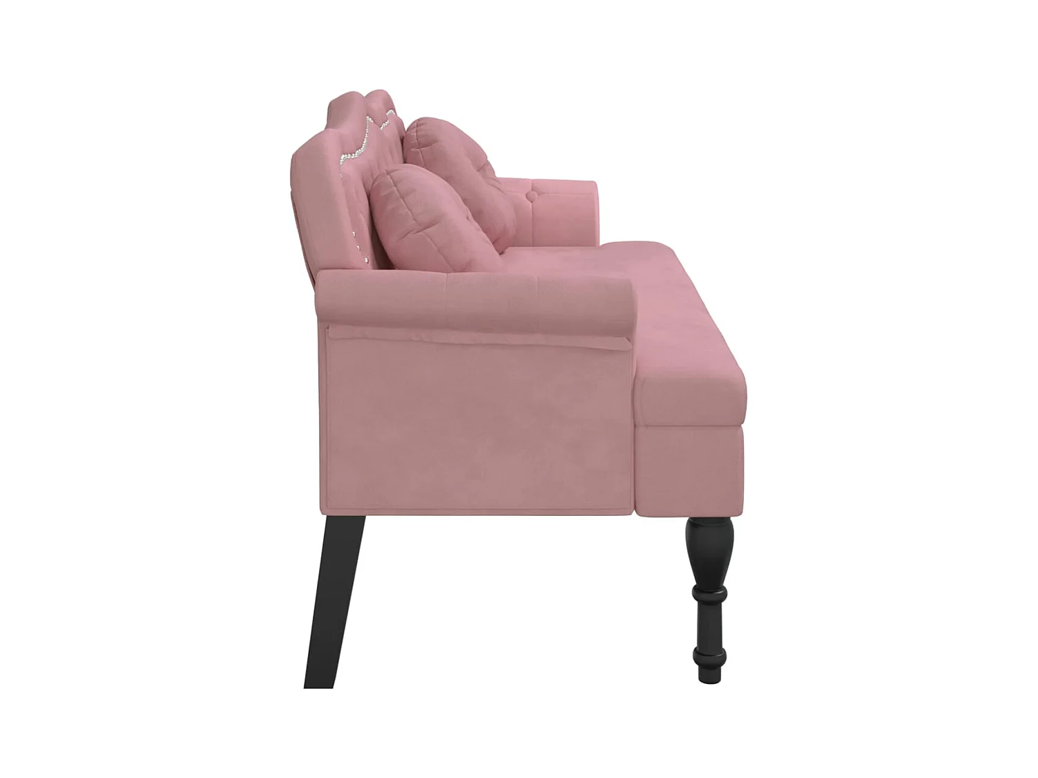 Banc avec coussins rose 120,5x65x75 cm velours