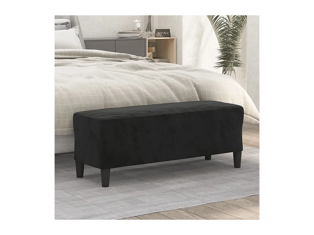 Zwarte bank 100x35x41 cm fluweel