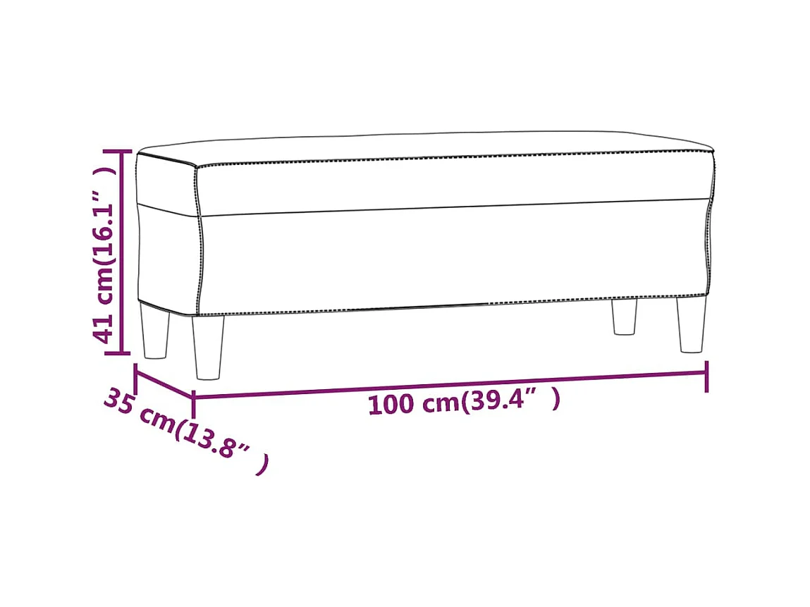 Zwarte bank 100x35x41 cm fluweel