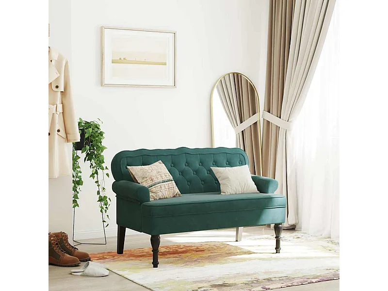 Banc avec dossier vert foncé 119,5x64,5x75 cm velours