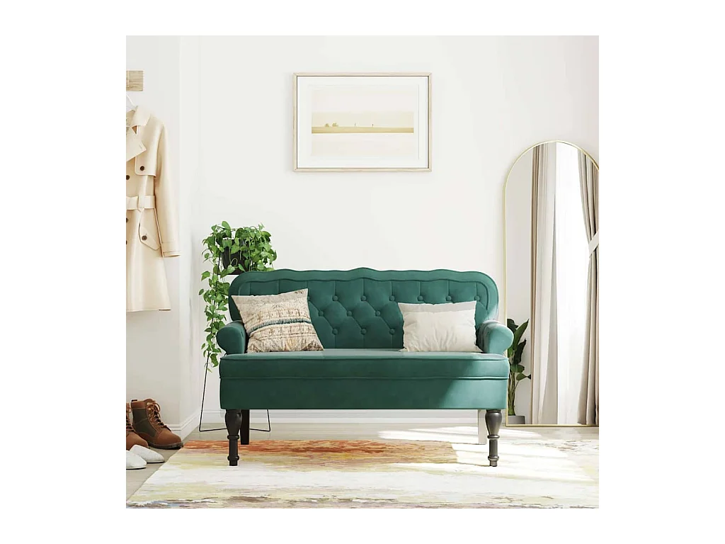 Bank mit dunkelgrüner Rückenlehne 119,5x64,5x75 cm Samt