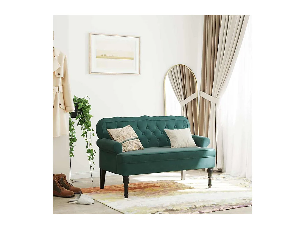 Banc avec dossier vert foncé 119,5x64,5x75 cm velours