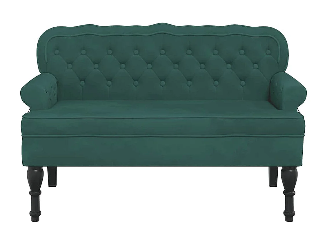 Panca con schienale verde scuro 119,5x64,5x75 cm velluto