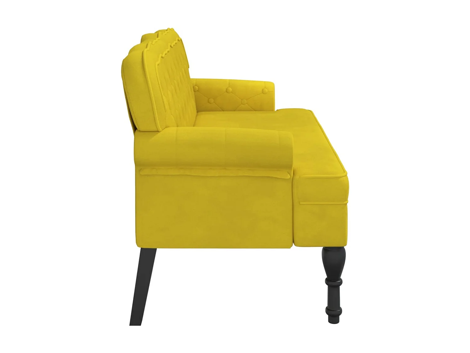 Banc avec dossier jaune 119,5x64,5x75 cm velours