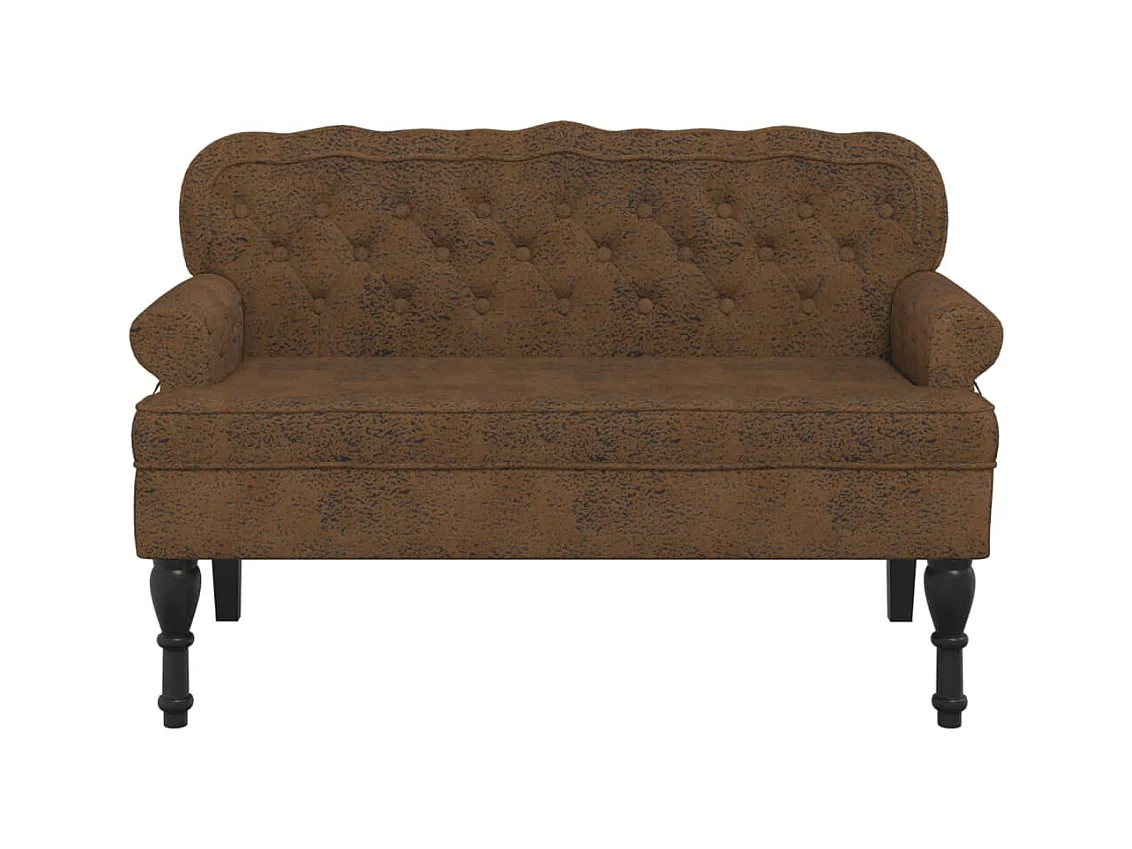 Banco con respaldo marrón 119,5x64,5x75 cm piel antelina