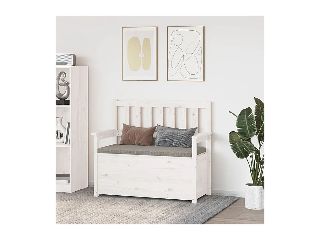 Banco Blanco 112,5x51,5x96,5 cm Madera Maciza de Pino