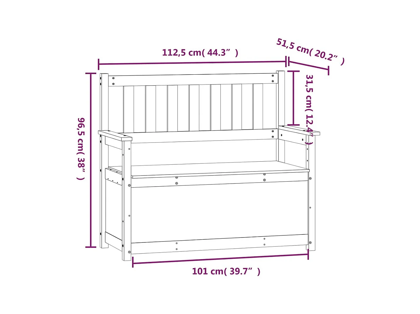 Banco Blanco 112,5x51,5x96,5 cm Madera Maciza de Pino