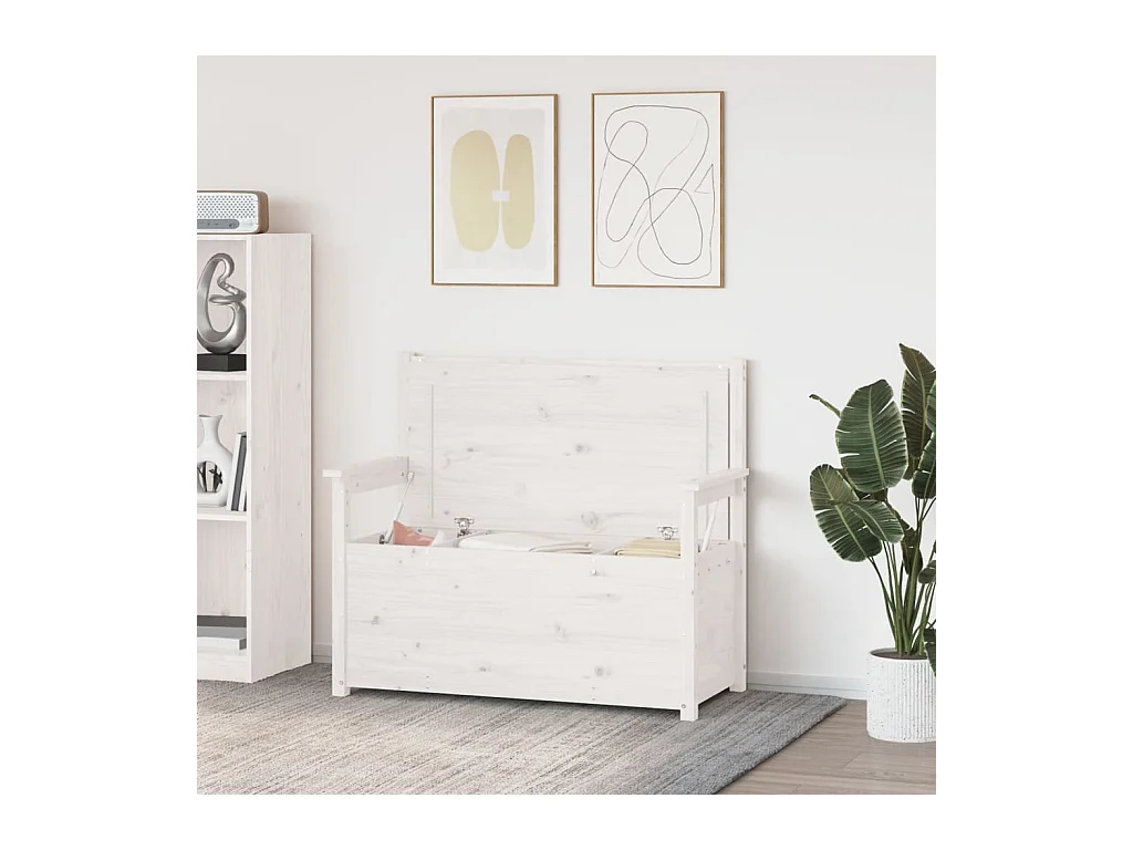 Witte bank 112,5x51,5x96,5 cm massief grenenhout