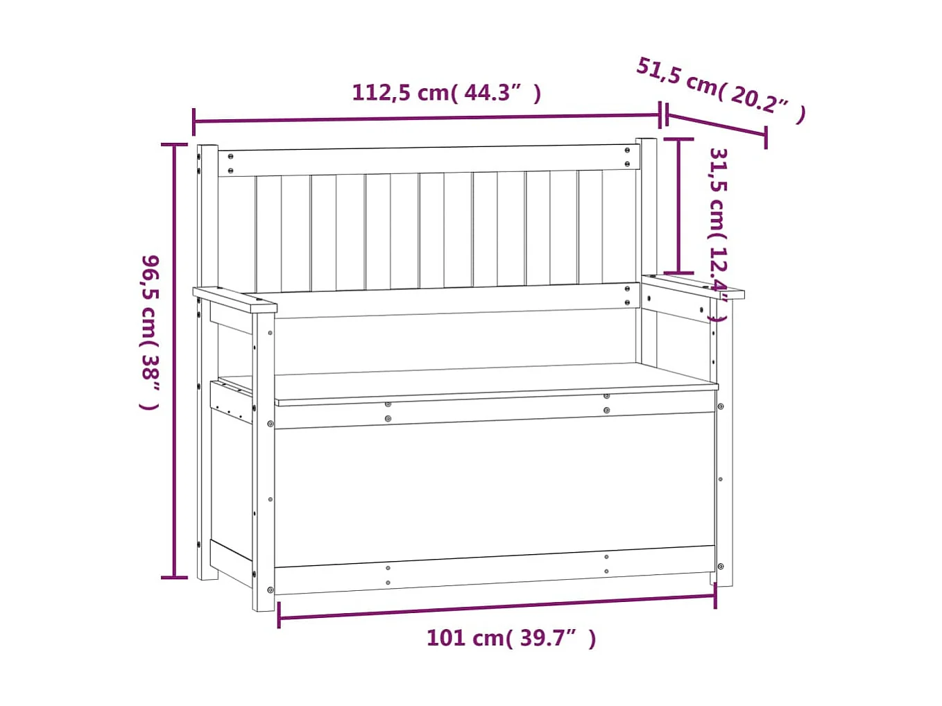 Banco Blanco 112,5x51,5x96,5 cm Madera Maciza de Pino