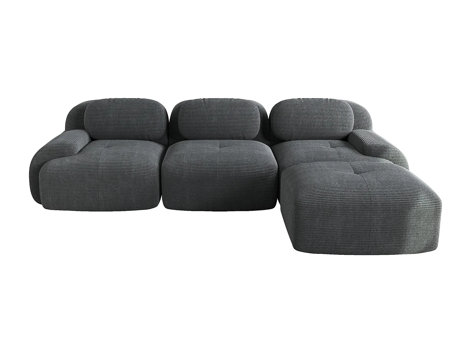 Divano angolare modulare, Cordsamt premium, ergonomico, grigio (180x90x85 cm)