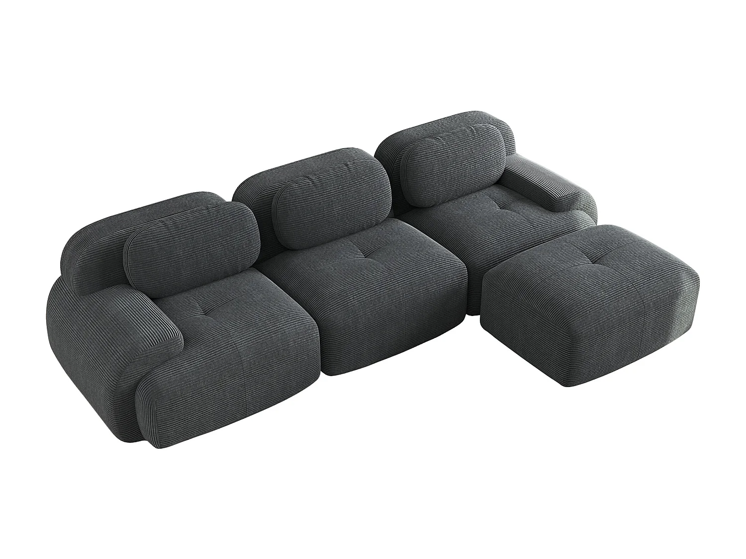 Divano angolare modulare, Cordsamt premium, ergonomico, grigio (180x90x85 cm)