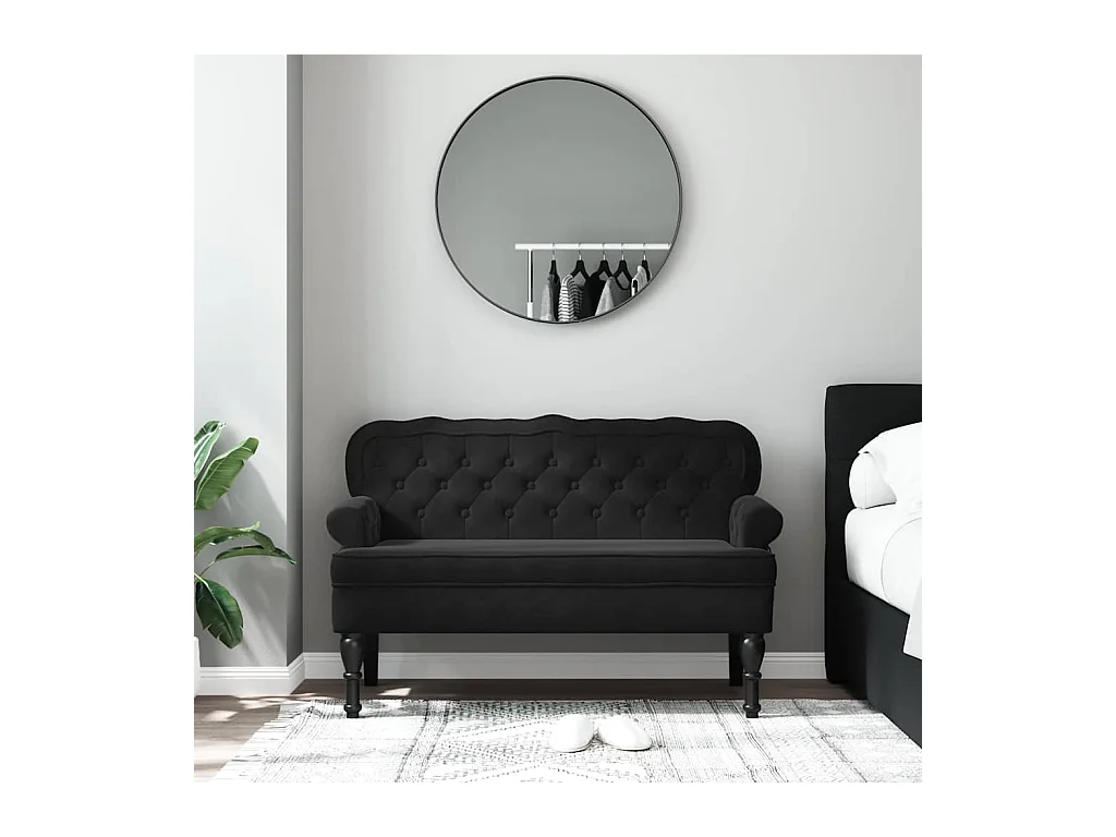 Bank met zwarte rugleuning 119,5x64,5x75 cm fluweel