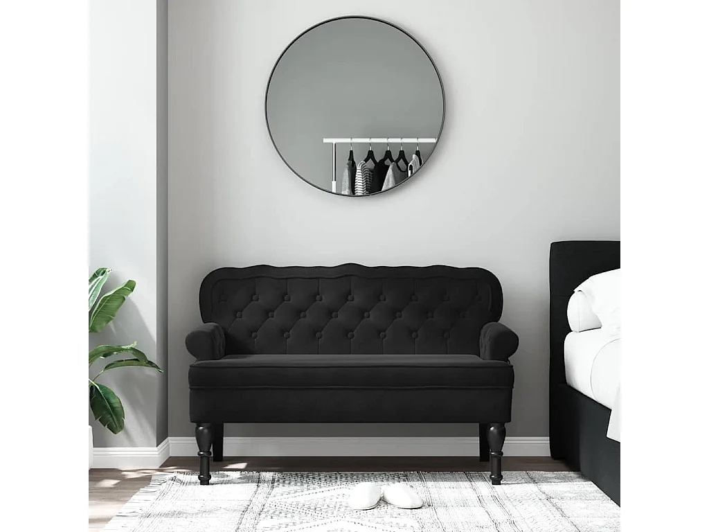 Banco con respaldo negro 119,5x64,5x75 cm terciopelo