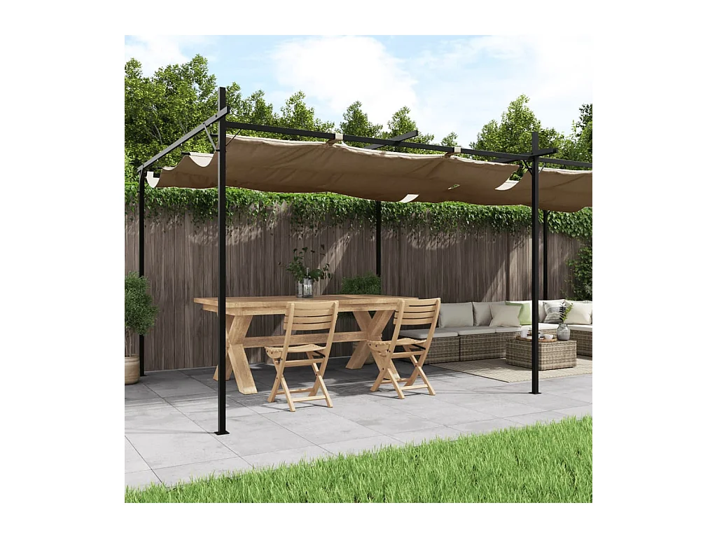 Pergola avec toit rétractable taupe 589x292x230 cm