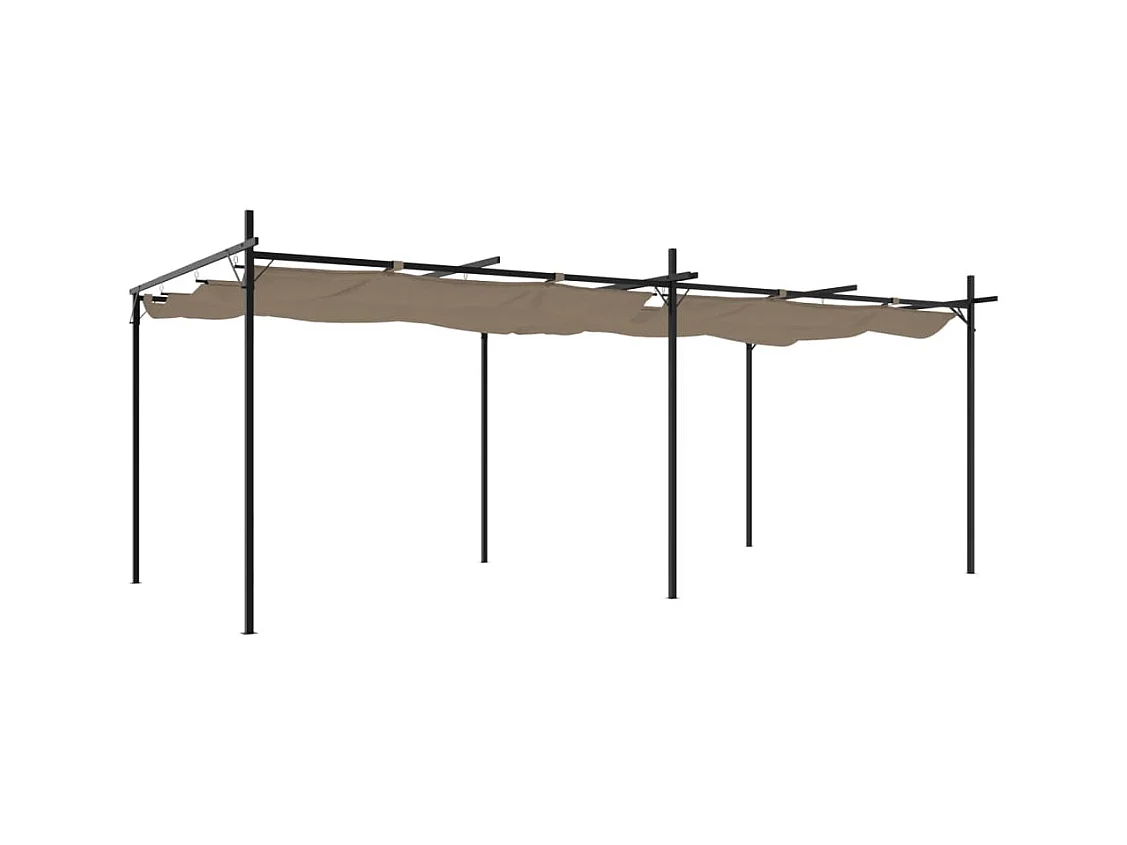 Pergola avec toit rétractable taupe 589x292x230 cm