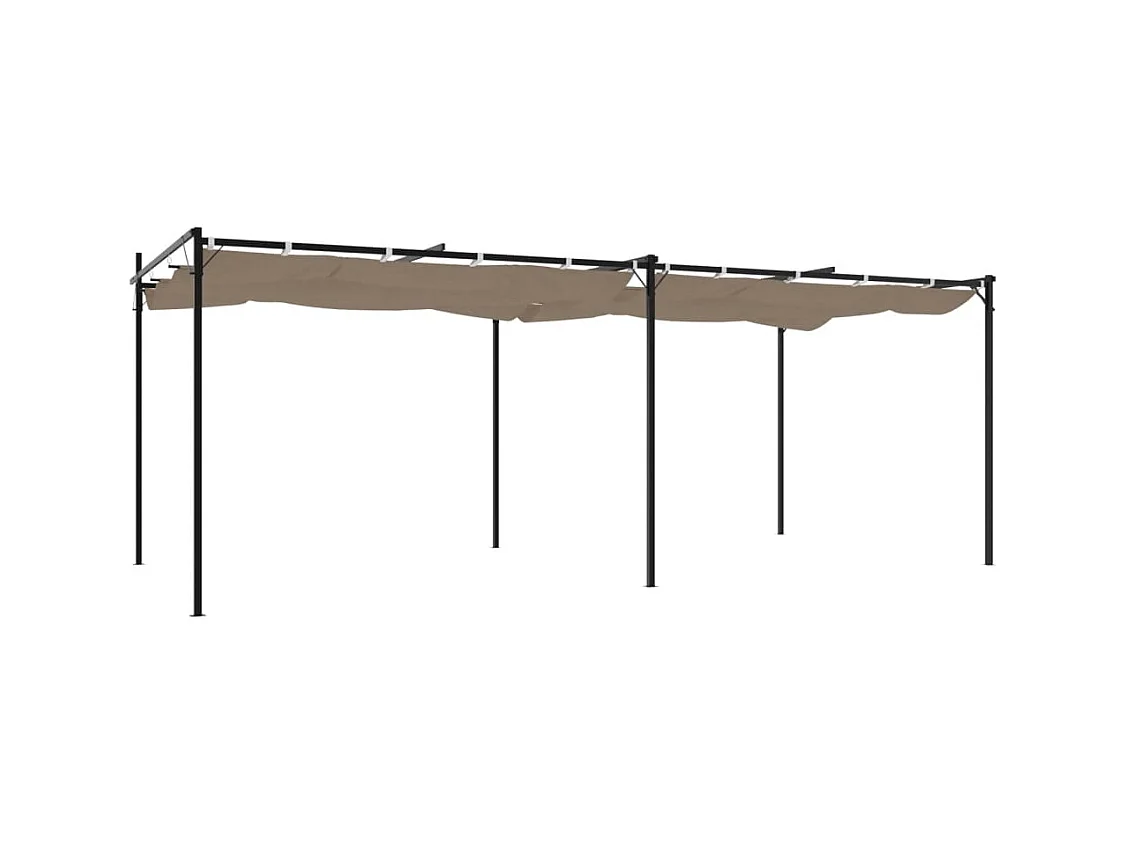 Pergola avec toit rétractable taupe 589x292x230 cm