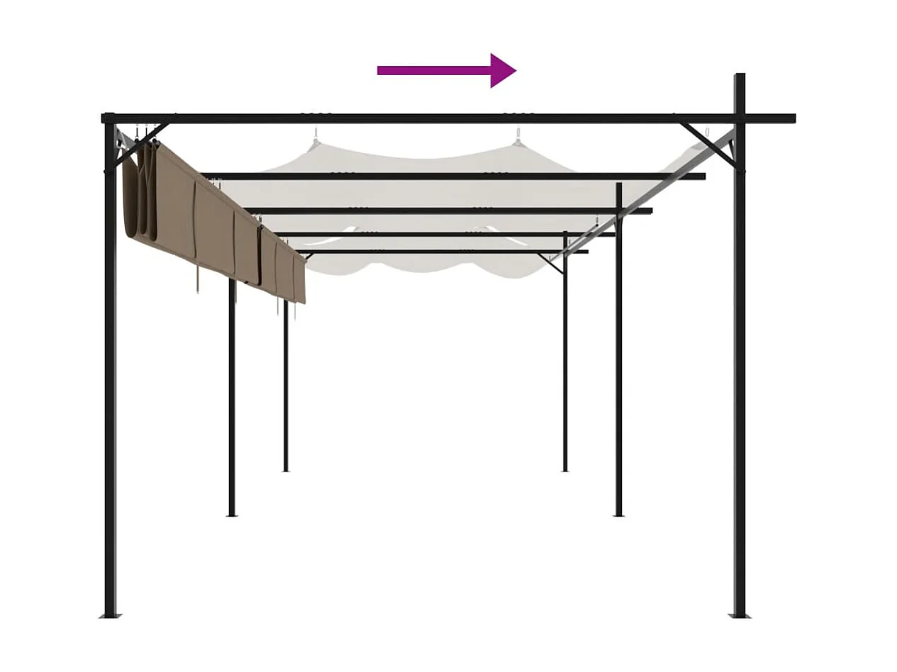 Pergola avec toit rétractable taupe 589x292x230 cm