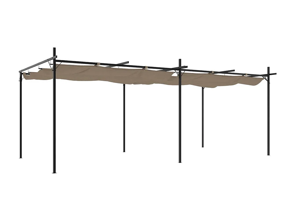 Pergola avec toit rétractable taupe 589x292x230 cm