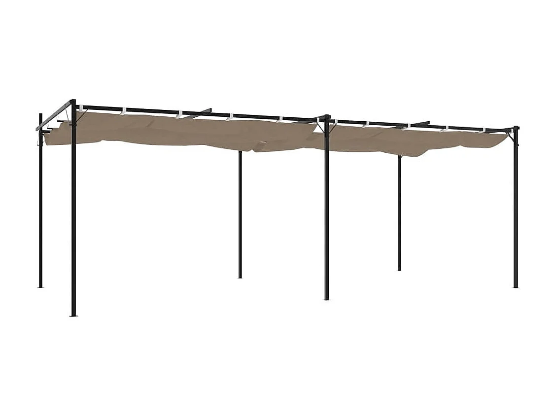 Pergola avec toit rétractable taupe 589x292x230 cm
