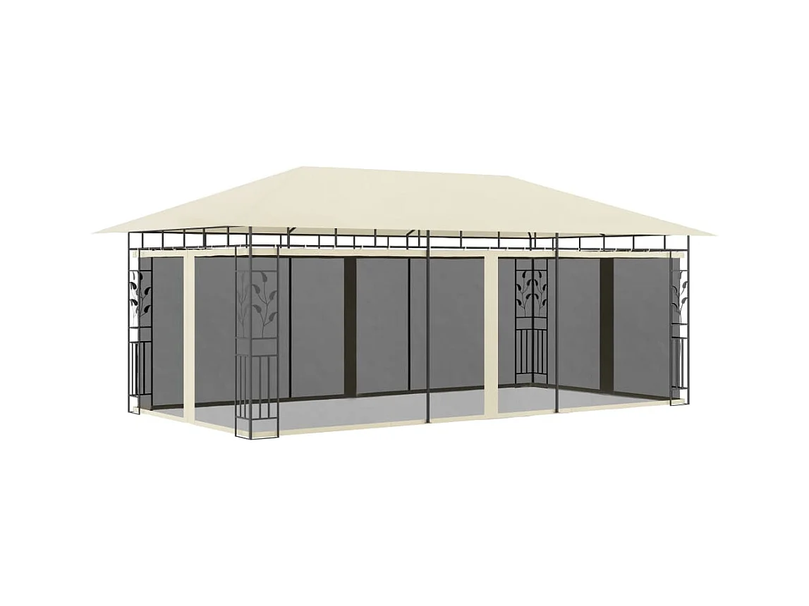 Pavillon mit Moskitonetz 6x3x2,73 m Creme