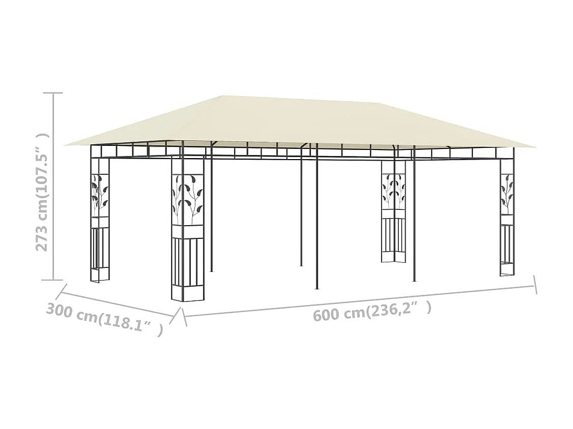 Pavillon mit Moskitonetz 6x3x2,73 m Creme