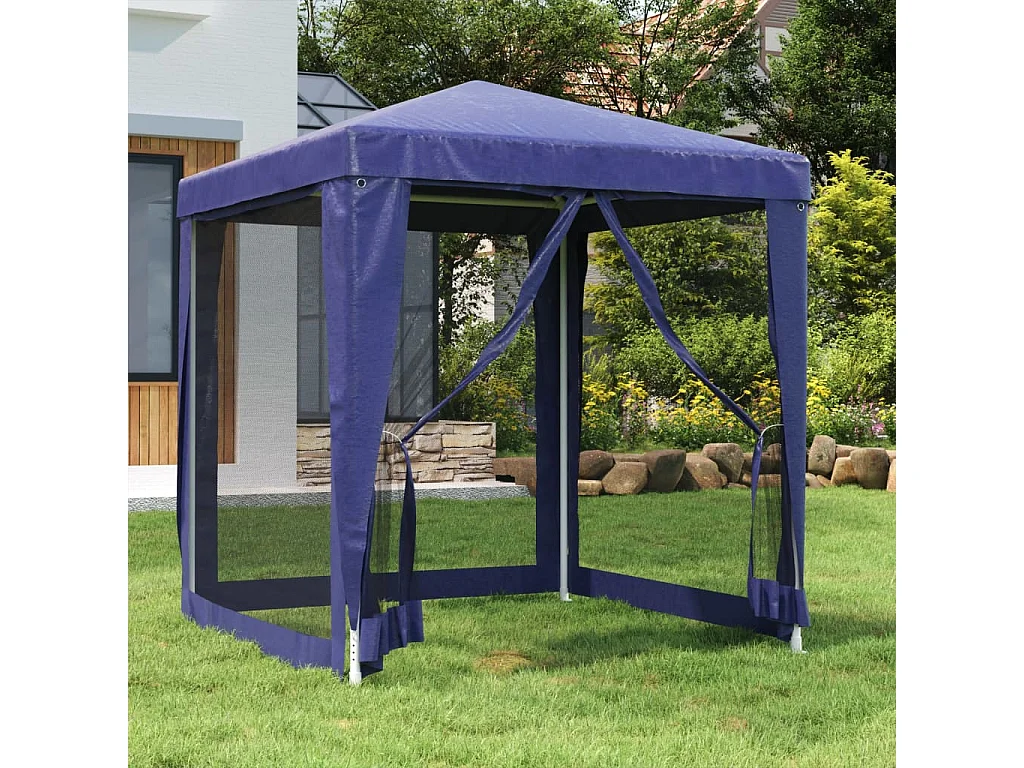 Carpa para fiestas con 4 paredes laterales de malla Azul 2x2 m HDPE