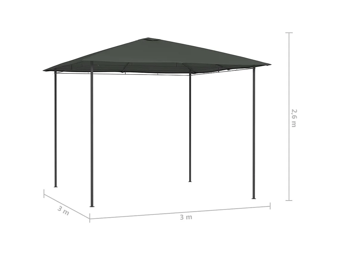 Belvedere 3x3x2,6 m Antracita 160 g/m²