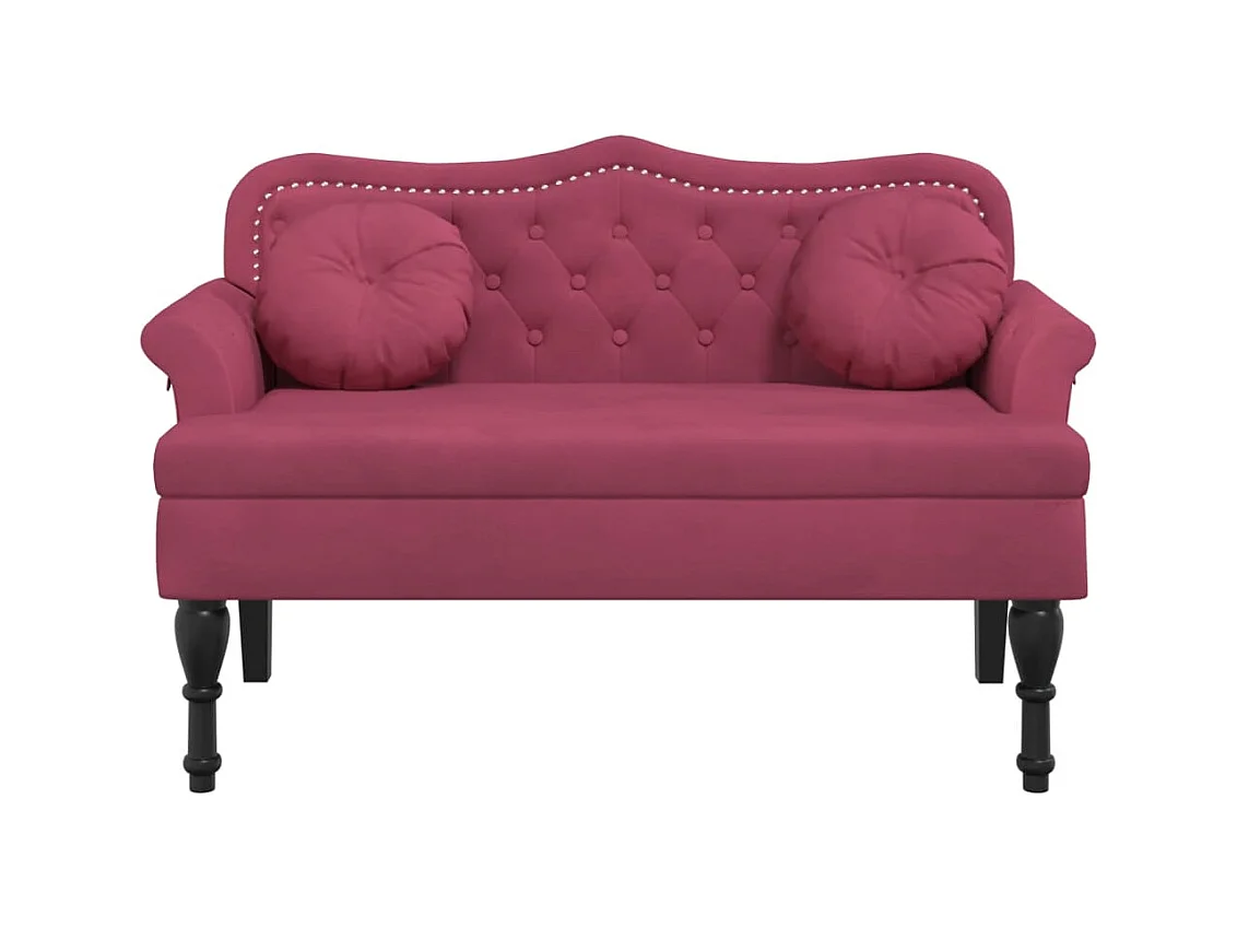 Bank mit burgunderfarbenen Kissen 120,5x65x75 cm Samt
