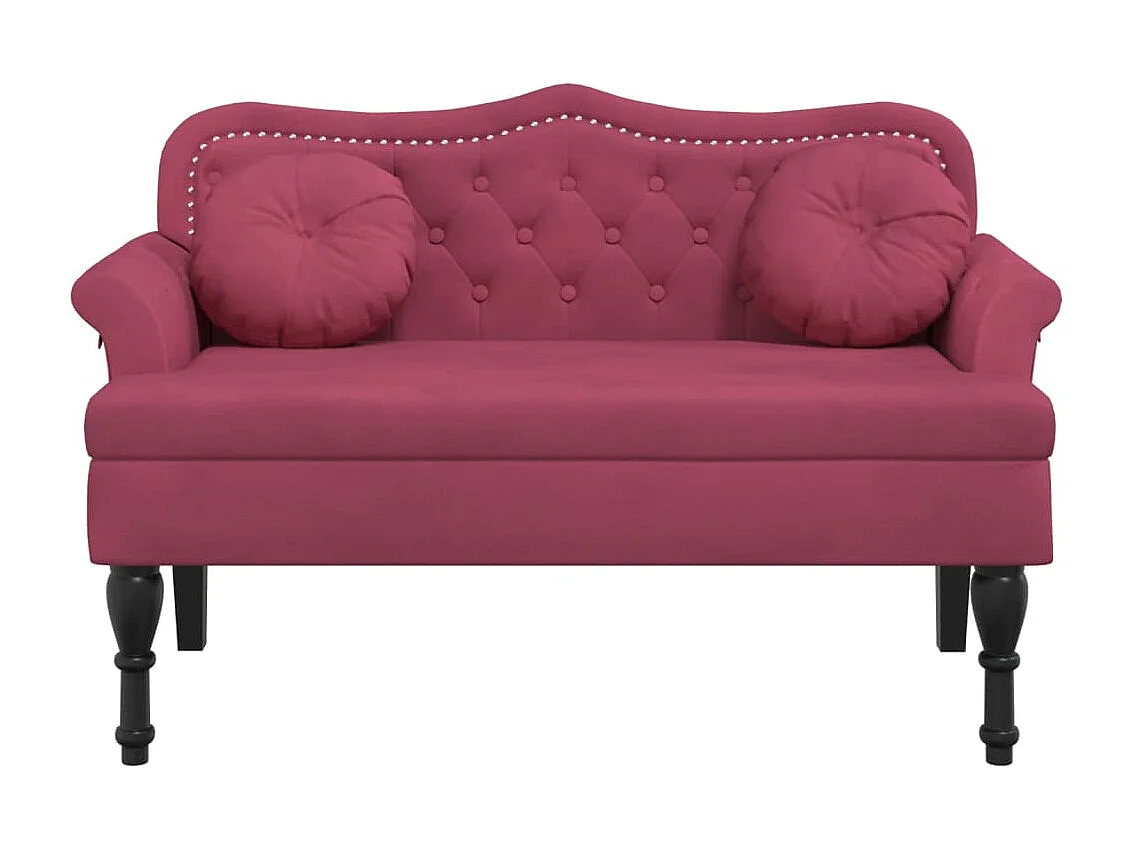 Banc avec coussins bordeaux 120,5x65x75 cm velours