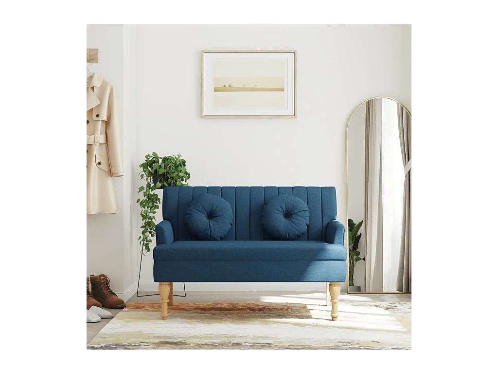 Banco con cojines azules 113x64,5x75,5 cm tela