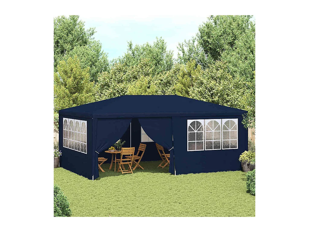 Ontvangsttent met zijwanden 4x6 m Blauw 90 g/m²