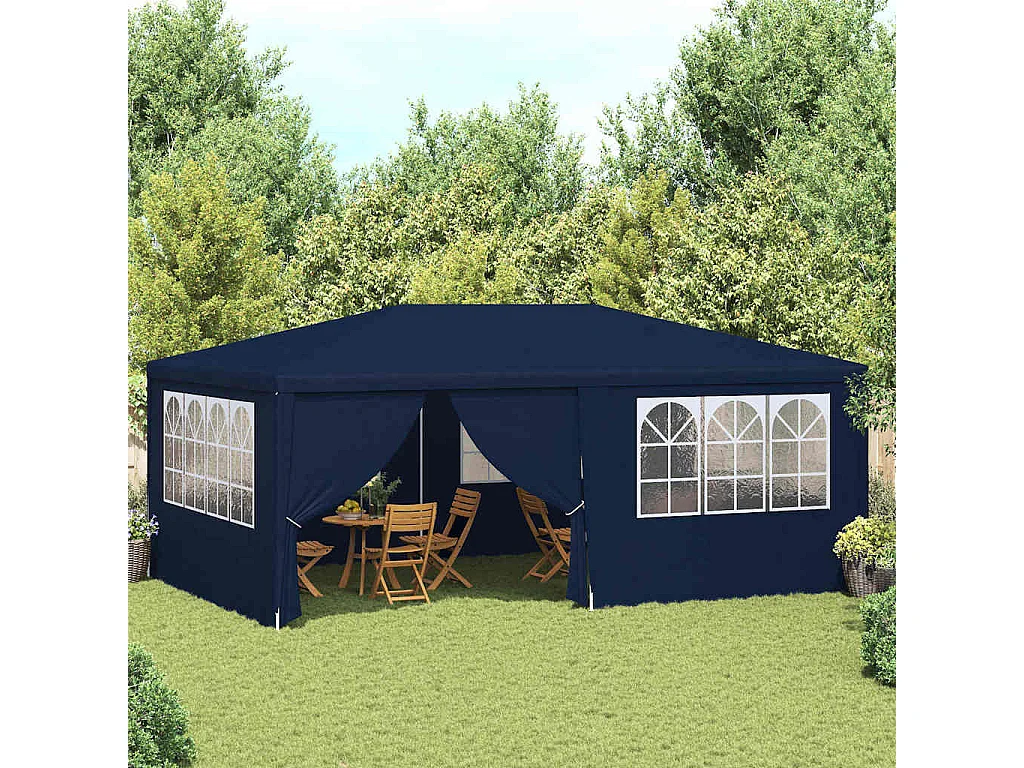 Carpa de recepción con paredes laterales 4x6 m Azul 90 g/m²