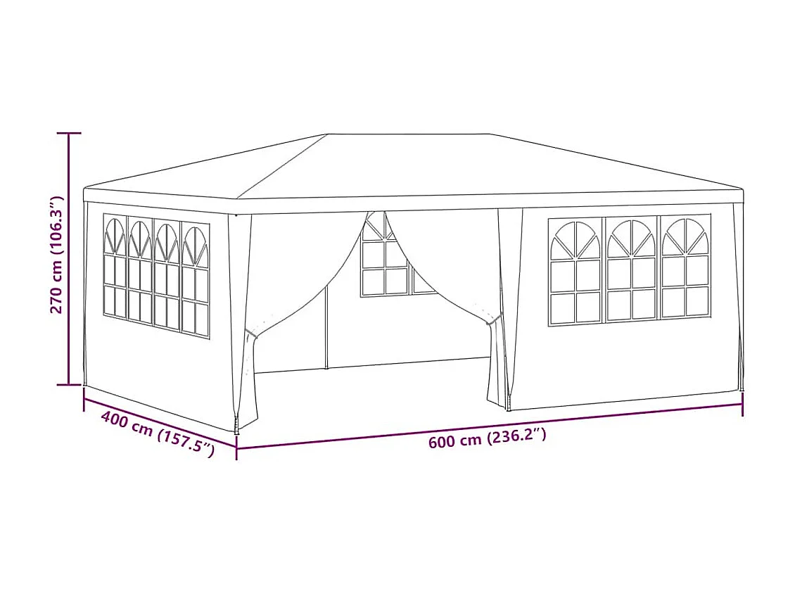 Carpa de recepción con paredes laterales 4x6 m Azul 90 g/m²