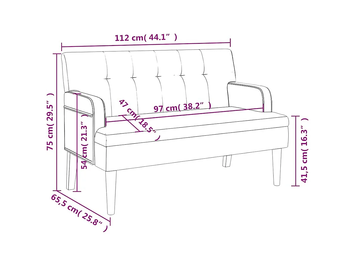 Panca con schienale nero 112x65,5x75 cm similpelle